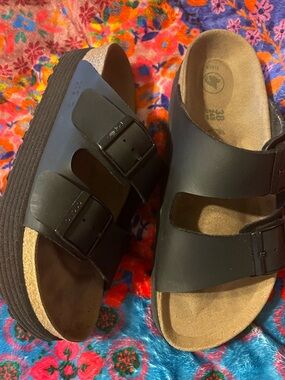 Birkenstock Black Two-Strap Slide Sandals
